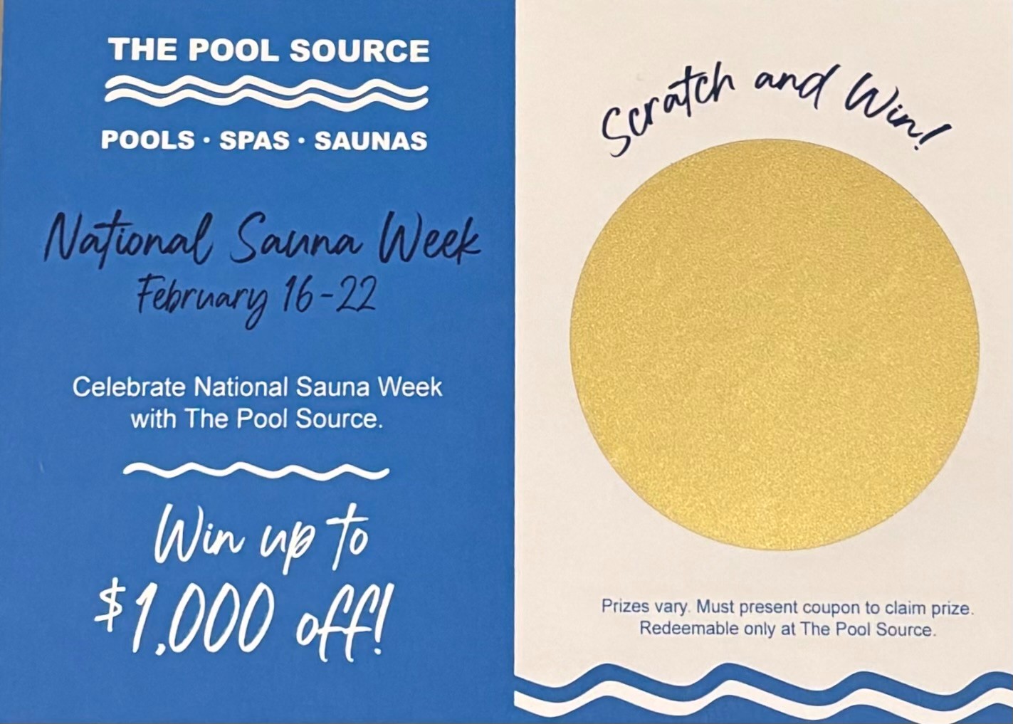 National Sauna Week – Scratch and Win Event